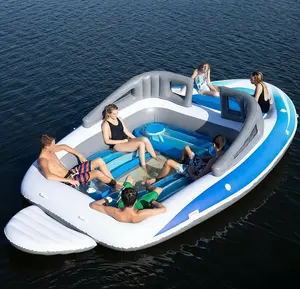 Bay Breeze Boat Island, 6-PersonInflatable Party Island,Float & Tube
