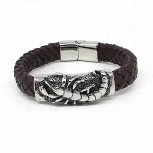 Yudan Jewelry Stainless Steel Scorpion Leather Bracelet