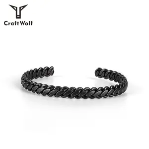 Handwerk Wolf Mode Zubehör Gold silber Schmuck link geflochtene twisted kabel Edelstahl seil armreif armband für mann frauen