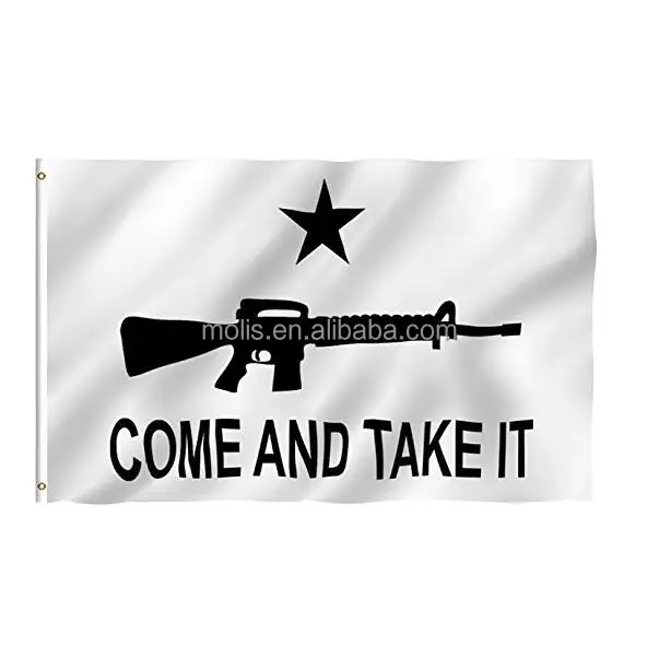 Bandera de Texas con pistola, stock de alta calidad, 100% poliéster, 3x5 pies