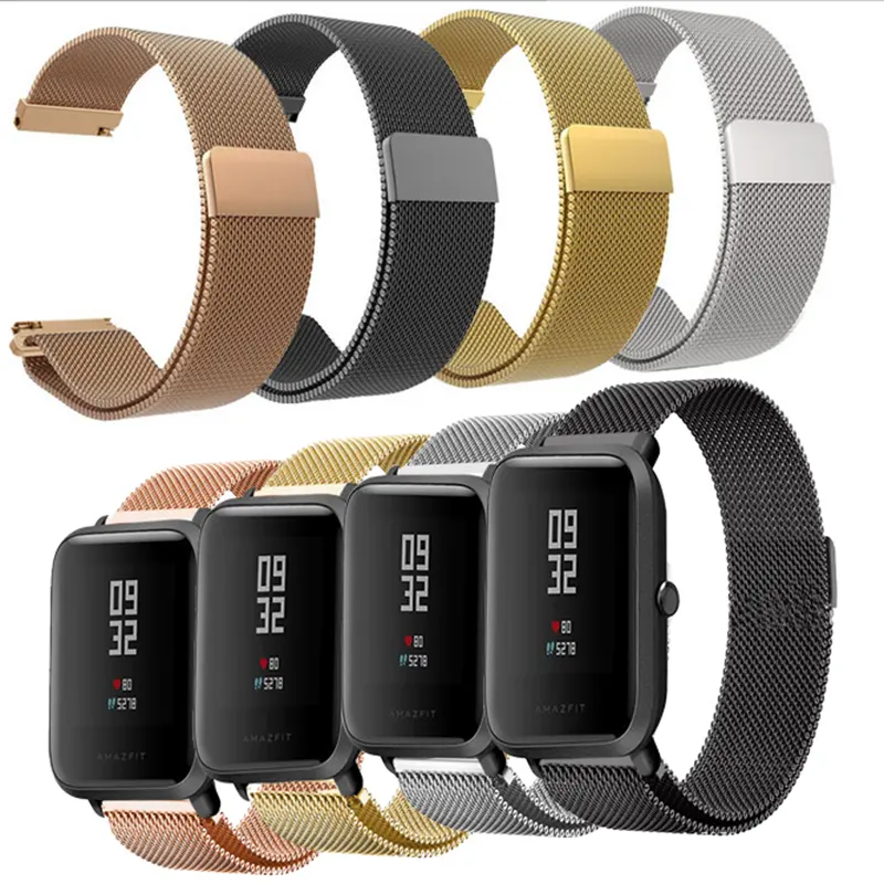 IVANHOE For Xiaomi Huami Amazfit Bip Youth Watch Band Stainless Steel Milanese Magnetic Loop Replacement Wristbands Strap