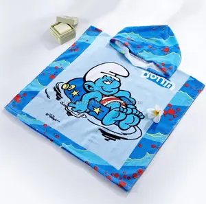 100% algodón de dibujos animados impreso niños capa con capucha Toalla de baño
