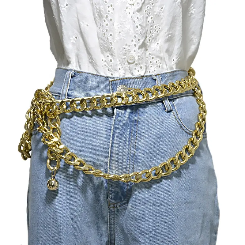 Multilayer Waist Chain Adjustable Metal Long Tassel Waistbands for Dress Coat Jeans XY Fancy Chain Belt for Women