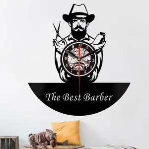 Cowboy barber shop decorated wall clock acrylic vinyl wall clock