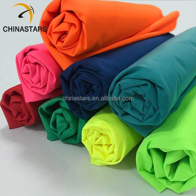 120gsm Polyester Huỳnh Quang Màu Vàng/Cam Tricot Vải Cho Khả Năng Hiển Thị Cao Vest An Toàn