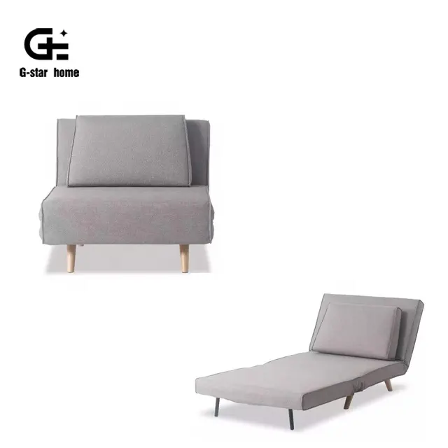 Studio sedia pieghevole dormiente divano in tessuto grigio sedia singola letto pieghevole in schiuma sedia Futon con cuscino