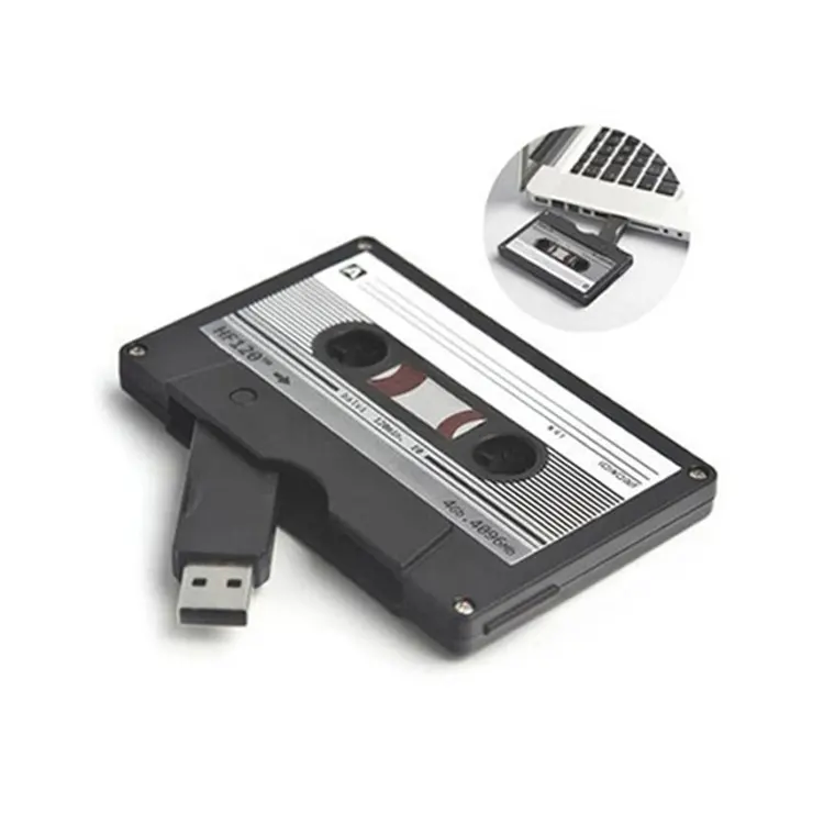 Retro old times customized cassette tape usb flash drive, advertising cassette usb stick 4gb 8gb 16gb 32gb with custom sticker