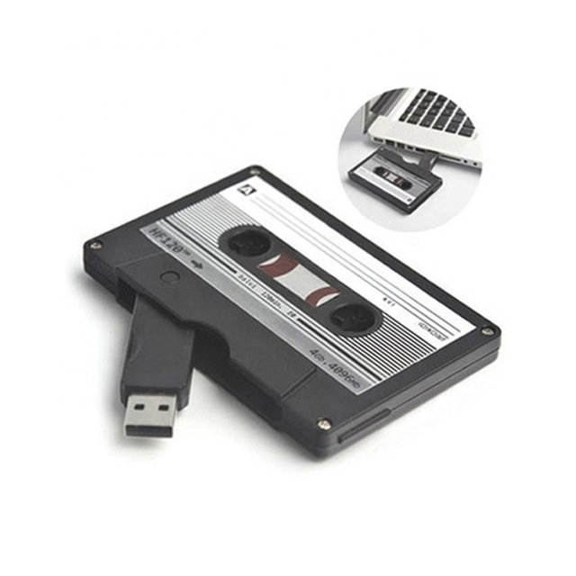 Retro Old Times Customized Cassette Tape Usb Flash Drive Advertising Cassette Usb Stick 4gb 8gb 16gb 32gb with Custom Sticker