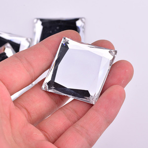 Junao 35Mm Lớn Rõ Ràng Tinh Thể Màu Trắng May Trên Vuông Thạch Appliques Flatback Gương Đá May Acrylic Pha Lê Strass - Product Image 6