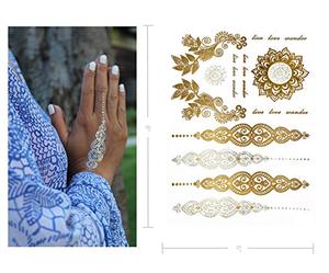 Tạm Thời Cơ Thể Kim Loại Henna Hình Xăm Hơn 75 Mandala Mehndi Thiết Kế Trong Bộ Sưu Tập Vàng Và Bạc - Product Image 2