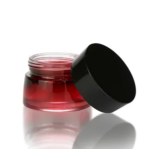 कस्टम 30 ml 50 ml शरीर क्रीम चौड़े मुंह कॉस्मेटिक पैकेजिंग डार्क ढाल लाल काला चेहरा क्रीम के साथ कांच के जार टोपी