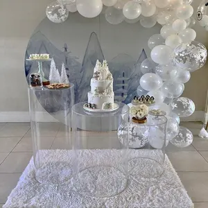 Acryl Clear Ronde Kolom Plint Voor Bruiloft Decoratie