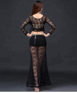 Costume de danse du ventre pour femmes,, haut en dentelle, jupe longue, ensemble de vêtements de Club, de <span class=keywords><strong>Festival</strong></span> - Product Image 4
