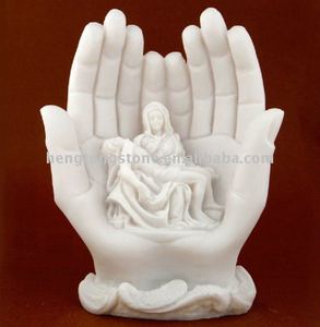 Sculpture de Pietà Grande Main en Marbre de Rome - Product Image 1