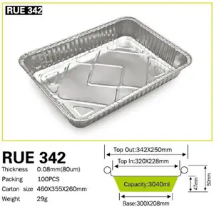 1lb. Ondiepe Langwerpige Aluminiumfolie Barbecue Lade Container