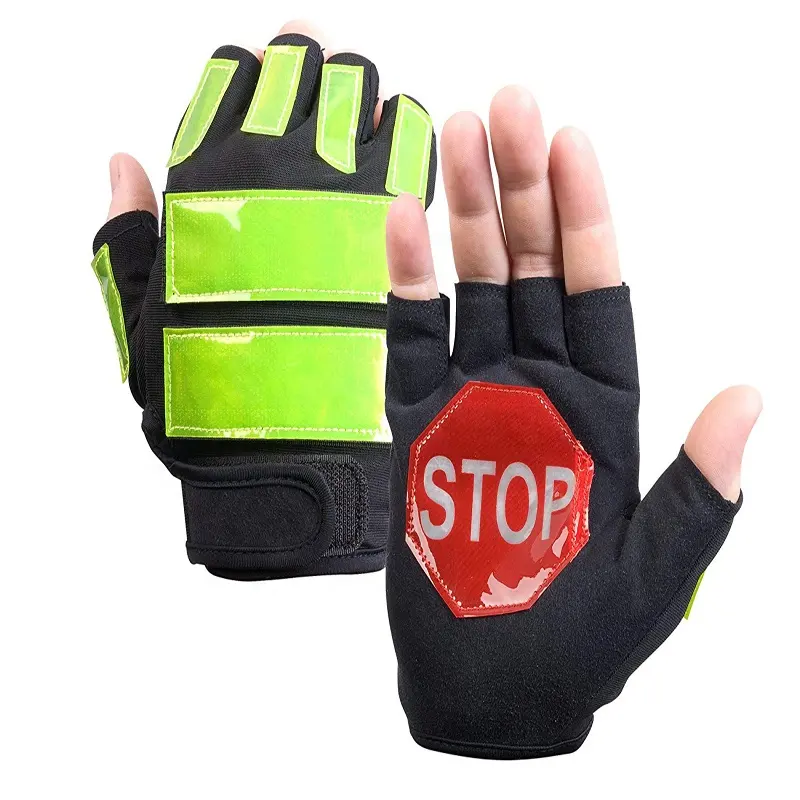 Mannen Security Guard Led Verkeer Controle Hand Veiligheid Handschoenen