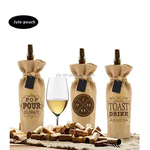 Bolsa de yute para botella de vino de tela de arpillera, Mini bolsa de yute para botellas de vino, bolsas de yute de súper calidad