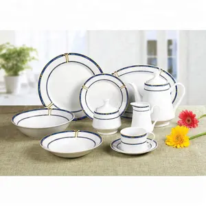 New Bone Geschirr 86 Stück feines Bone China Geschirr mit Tee Servier set und Terrine