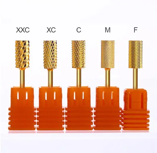 Nieuwe Aankomst Goud Metalen Coating Polijstmachine Manicure Boor Accessoires Nagelmolen Cutter Carbide Nail Boor Sterke Nail Bits