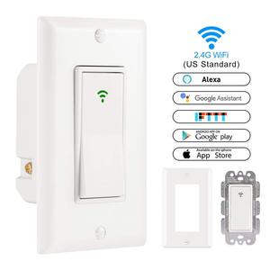 Tuya/Smart Life Weißer Dekorativer Kippschalter WLAN-Lichtschalter/Kabelloser WLAN-Smart-Wandschalter - Product Image 1