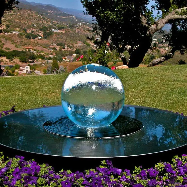 Popüler lüks açık paslanmaz çelik cam küre topu su çeşmesi