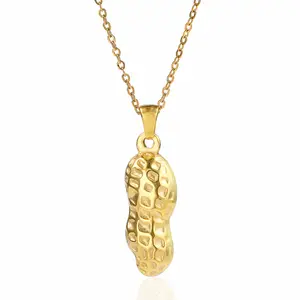 Hot Selling Gold Plated peanut Shell Pendant Necklace Jewelry