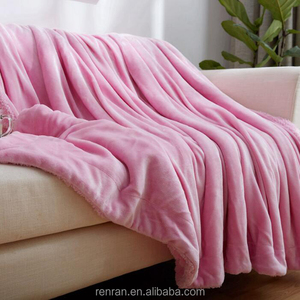 100% Polyester Thick Coral <strong>Fleece</strong> <strong>Sherpa</strong> Lining Double <strong>Fleece</strong> Blanket - Product Image 2