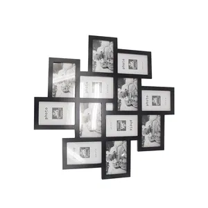 Di legno Collage Wall Hanging Picture Frame/photo frame con 12 aperture