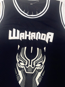 Maglia <span class=keywords><strong>da</strong></span> basket <span class=keywords><strong>da</strong></span> uomo film retrò pantera nera Wakanda T'Challa taglia uniforme Plus colore nero tecnico stampato traspirante - Product Image 5