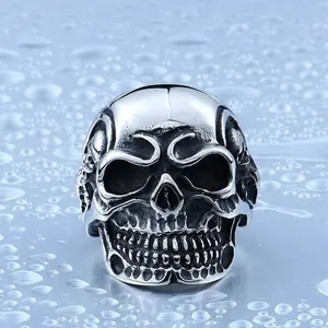 Coolest big skull head rings ,316 stainless steel rings supplier China