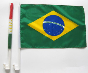 Venta al por mayor personalizada 100% poliéster Brasil Bandera Nacional del coche - Product Image 2