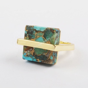 Wholesale Natural Gold Wire <strong>Turquoise</strong> <strong>Rings</strong> Gold <strong>Rings</strong> Design for Women - Product Image 5