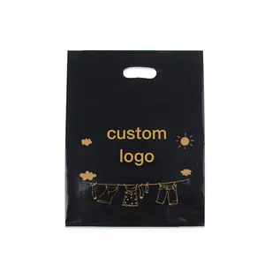 Custom Logo Gedrukt Eco Vriendelijke Loop Handvat Pe Plastic Boodschappentassen Voor Doek Winkel