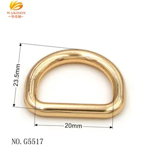 Accessori per borse in metallo di alta qualità D-Rings 20mm Gold Dog Harness Round Wire D Ring per borse