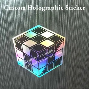Custom Hologram Cubic Vinyl <strong>Sticker</strong>,3D Effect <strong>Printable</strong> Holographic Logo <strong>Stickers</strong> - Product Image 1