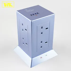 WK 13 Amp Tower Shape Desktop Extension Socket USB Outlet UK With 4 USB Ports 5V/4.5A