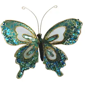 Papillon perlé Turquoise de haute qualité, avec Clip, décoration de noël, pour mariage