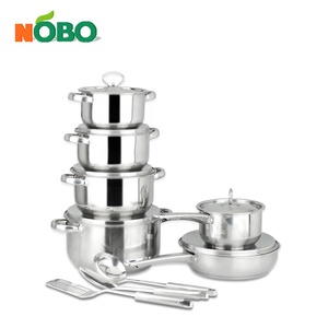 Ensemble d'ustensiles de cuisine ménager de 15 pièces, casseroles durables, en acier inoxydable, Double fond - Product Image 1