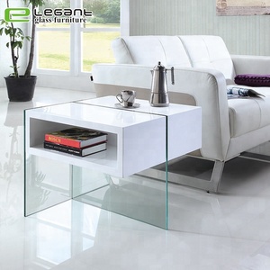 โต๊ะกาแฟ <span class=keywords><strong>KAGAWA</strong></span> สีขาวไฮกลอส MDF ขากระจกนิรภัย - Product Image 4
