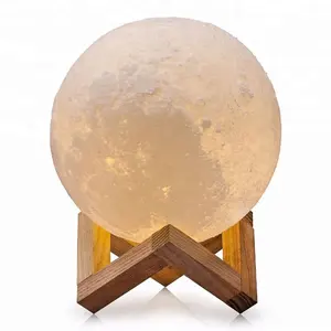 Lampe led 3D en forme de lune, lumière blanche chaude, tactile, double couleur, luminaire décoratif d'intérieur, idéal pour une petite amie, ou comme cadeau de noël, 8cm