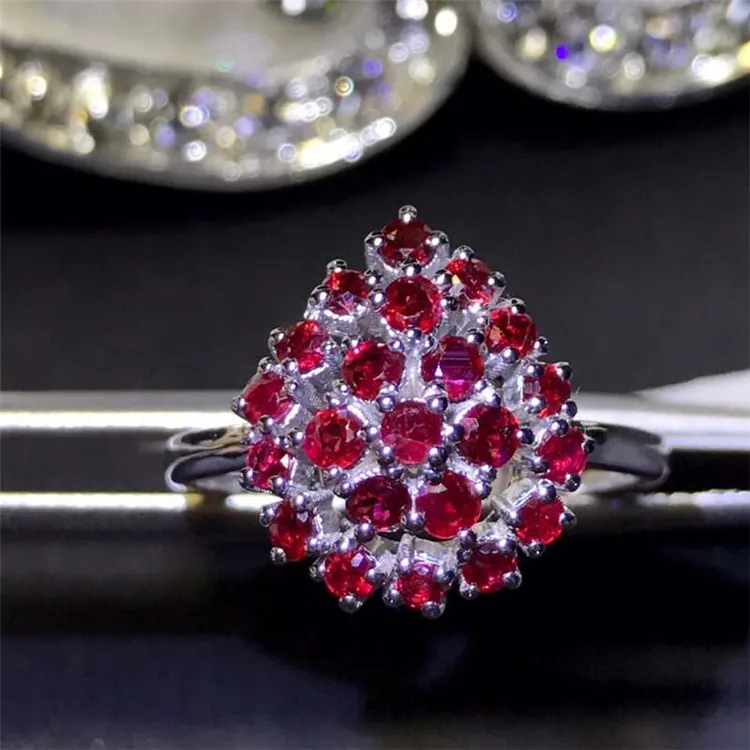 18K anillo de compromiso 1ct sin calefacción Natural Ruby de lujo de piedras preciosas anillo de joyería