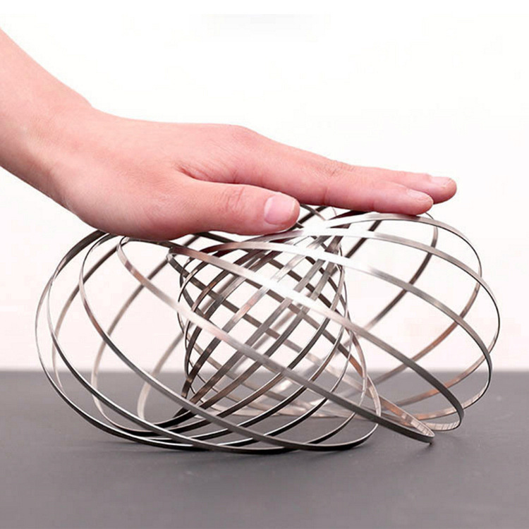 Anillo De Flujo Mágico 3D De Acero Inoxidable – Resorte Cinético Multisensorial, Juguete Antiestrés Iridescente Para Niños Y Adultos, Ideal Para Regalo