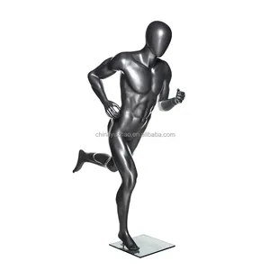 HEF-41 Dark Grey matte FRP Male man running pose Sport Mannequin