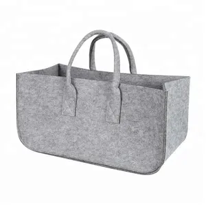 La migliore Vendita Personalizzato Logo Riciclata Durevole grigio Shopping Bag feltro legna da ardere sacchetto di feltro cestino di immagazzinaggio