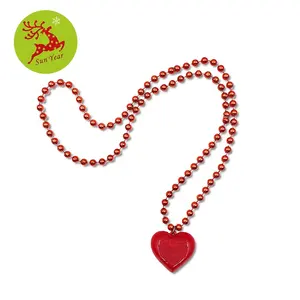 4th juillet parti faveurs Suppliers-Pendentif lampe de croissance LED, pendentif en forme de cœur, avec collier en perles, pour faveurs de fête