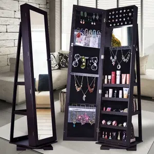 Armoire à bijoux en bois à miroir sur pied, 1 pièce, cadre chinois pour la fabrication de bijoux, organisateur de suspension, miroir sur pied