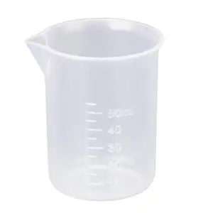 Ibelong copo de medição de beaker, copo de medição de beaker plástico de laboratório de alta qualidade sem alça 50ml