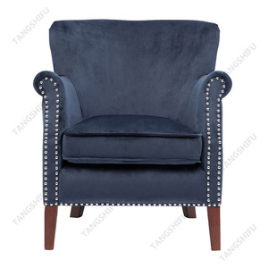 Chambre meubles <span class=keywords><strong>bouleau</strong></span> jambe bleu velours acier inclinable chaise d'appoint - Product Image 2