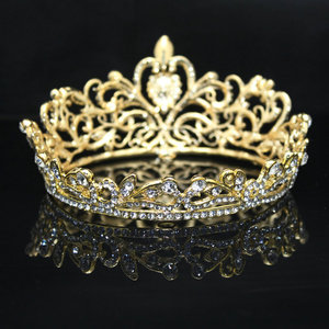 Copricapo da principessa all'ingrosso piccola corona rotonda di strass di cristallo diadema per la festa di nozze di Cake Topper per la <span class=keywords><strong>regina</strong></span> - Product Image 3