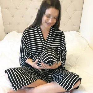 Black Stripe 3-Piece Hospital Maternity Robe und Matching Swaddle Set